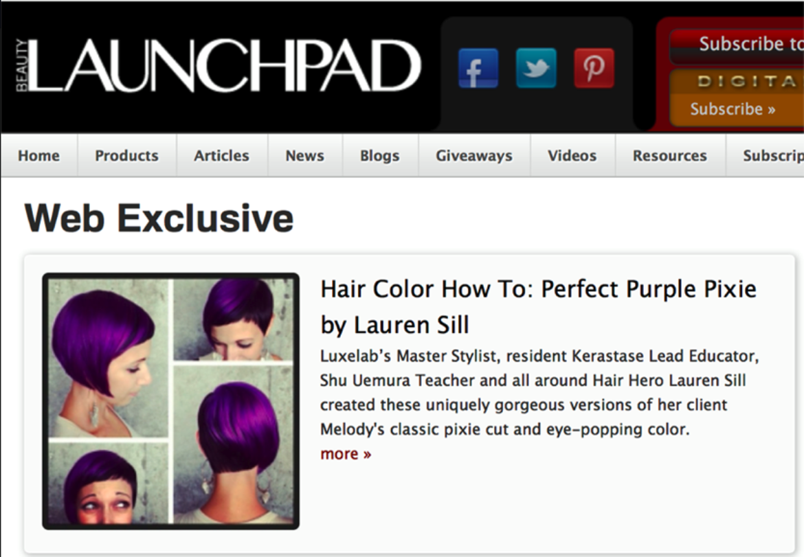 Purple Pixie Passion: Lauren Sill’s Beauty Launchpad Web Exclusive